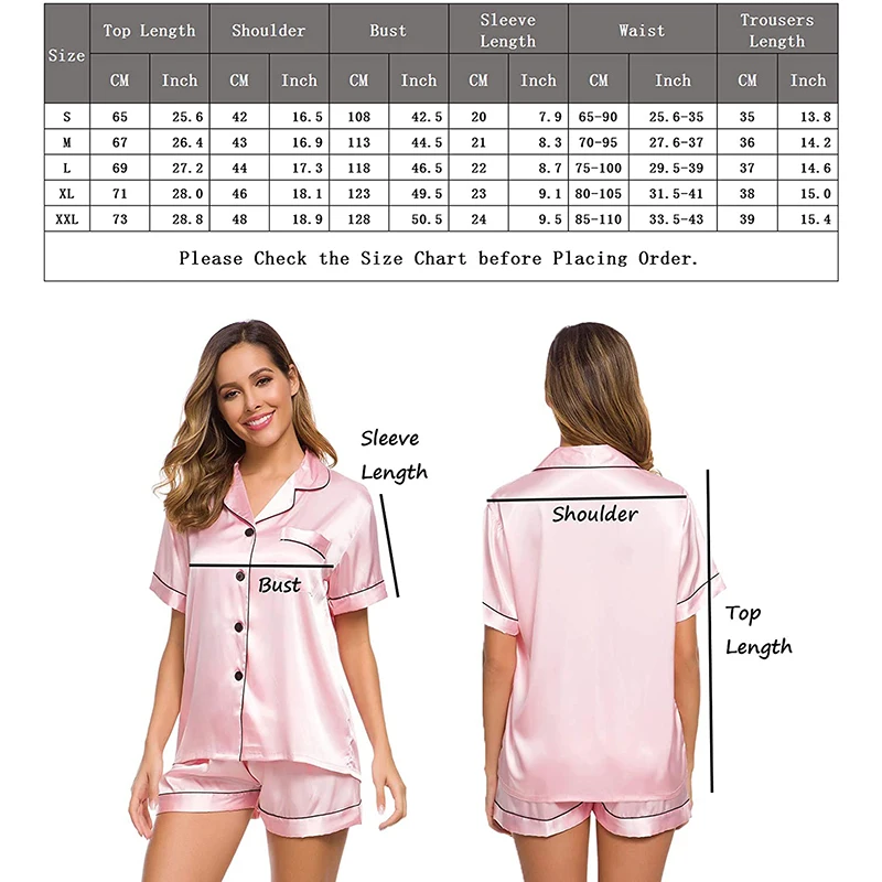 

DR.GESTEE ladies silk satin pajamas set two-piece pajamas set casual pajamas button plus size sexy pajamas set