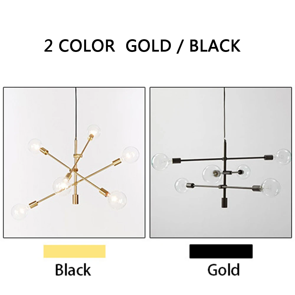 Luces colgantes nórdicas modernas lámpara colgante E27 lámpara colgante de oro negro techo decoración de arte Bar cocina comedor/sala de estar