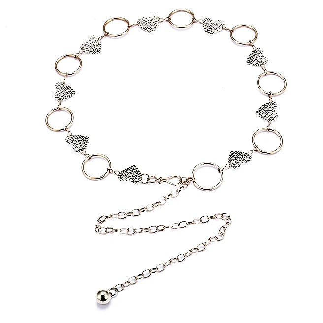 

Women'S Fashion Heart Metal Chain Belt Silver Heart Fringes Ring Waist Chain Clothes Belts Lady New Style
