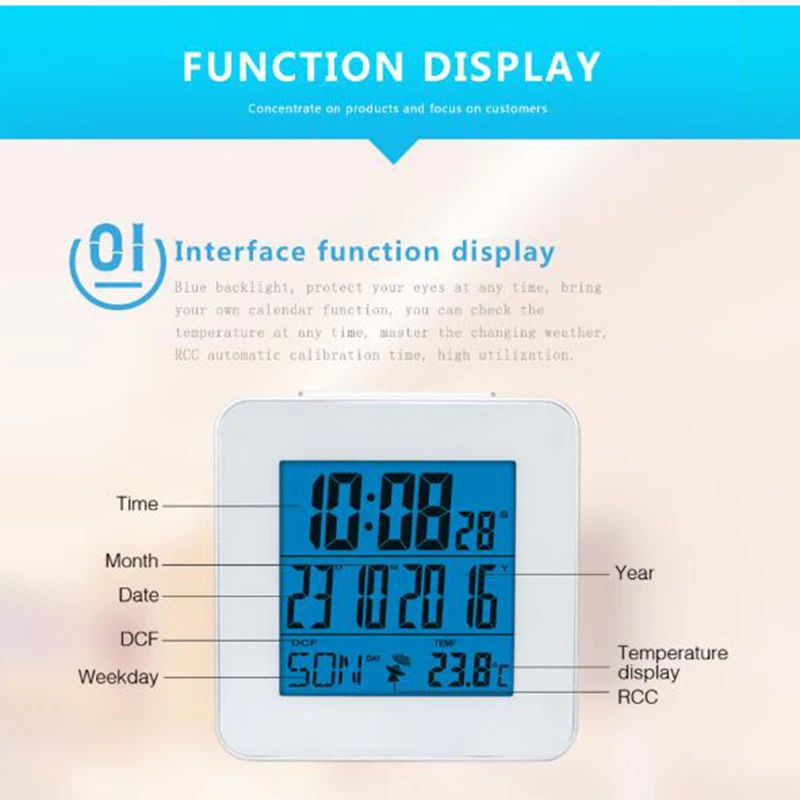 Глобальный Радиоуправляемый будильник с комнатным термометром время повтора