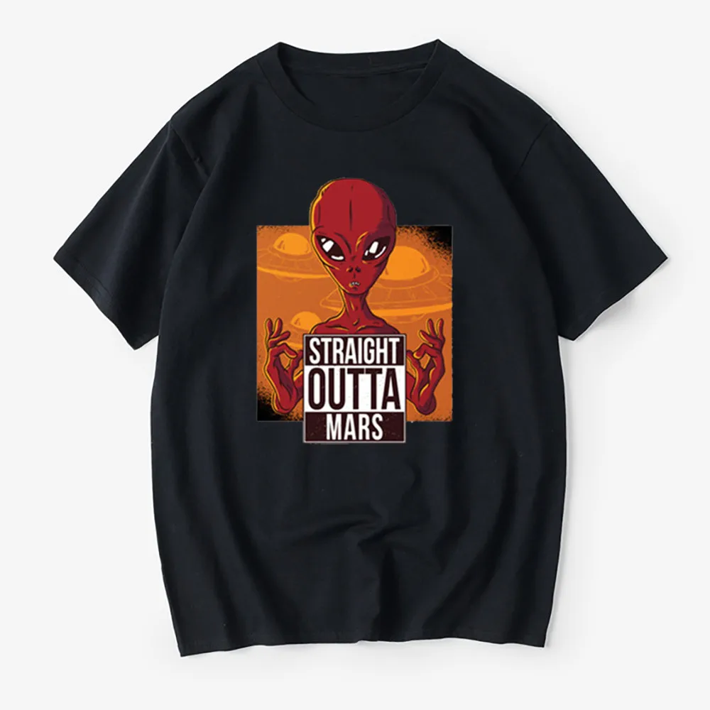Забавная Подростковая брендовая футболка классная alien Straight Out Mars caption in a square над