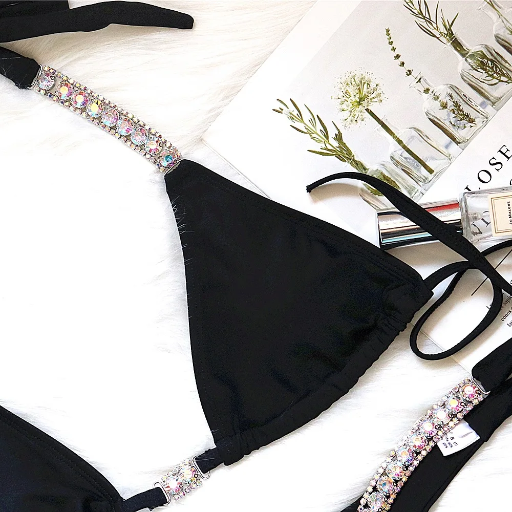 

2021 solid color sexy strappy women's swimsuit swimsuit thong bikini
