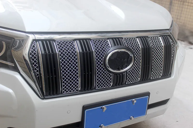 

Для Toyota Land Cruiser Prado LC150 FJ150 2018 стайлинга автомобилей 1 комплект Нержавеющая сталь спереди гонки гриль аксессуары для решетки