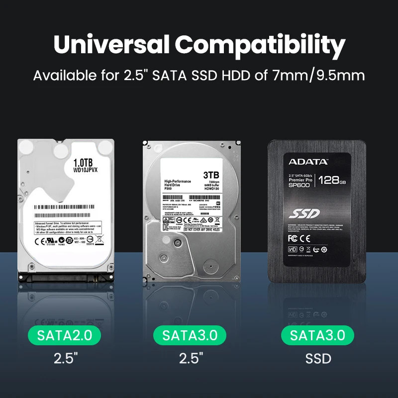 Внешний жесткий диск Ugreen для ноутбука 9 5/7 мм SATA к USB 3 0 2 5 "внешний DVD-ROM Оптический