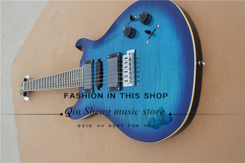 Бесплатная доставка Заводская изготовленная на заказ синяя электрогитара с