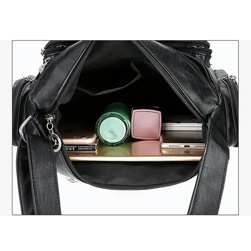 

Female bag 2019 new multi-pocket large capacity single shoulder Messenger bag casual multi-function travel bag black