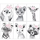 Тема живописи AMY: Слон, лиса, кролик, Лев, квадратныекруглые алмазы, вышивка, животное, украшение для дома