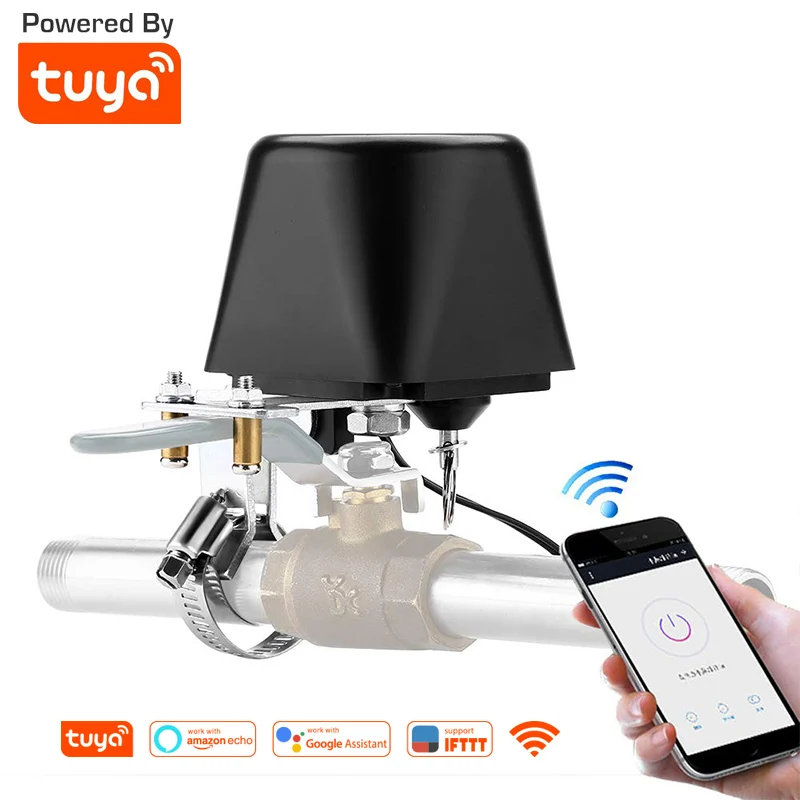 Tuya Amazon Alexa Google Assistant IFTTT умный беспроводной контрольный клапан для газа, воды Smart Life WiFi Отключение управления