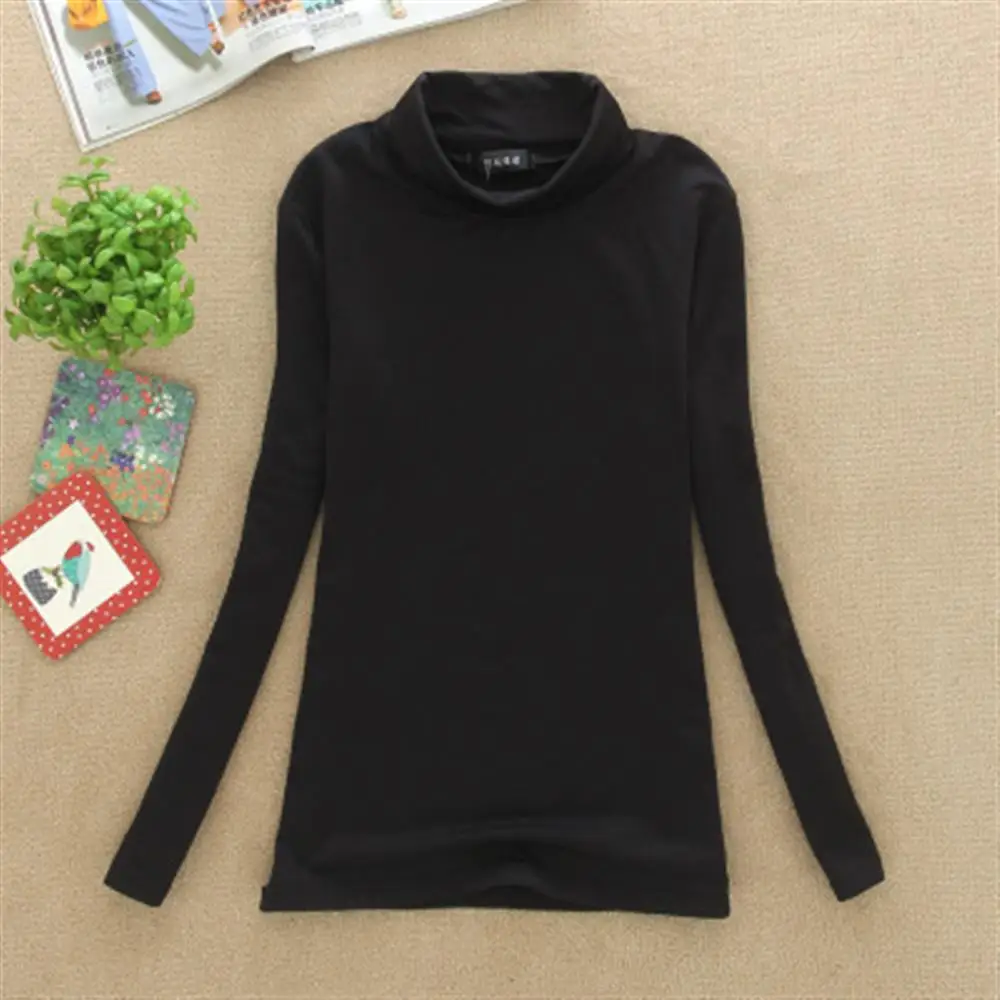 Футболка с длинными рукавами и высоким воротником женские топы футболки из