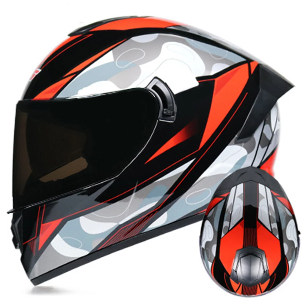 Мотоциклетный шлем на все лицо защитный с двойным козырьком|Шлемы| |