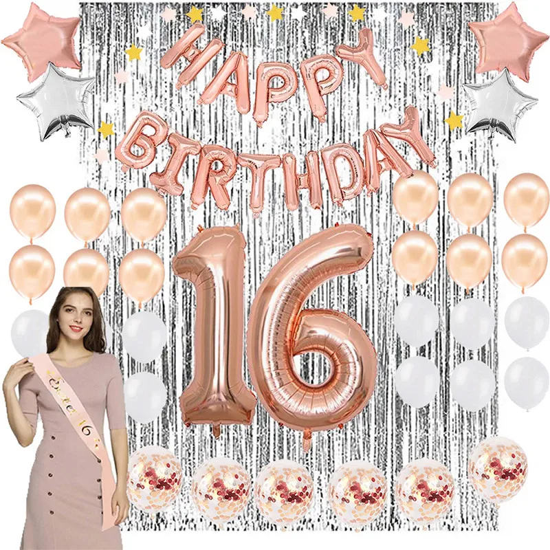 Милое украшение для 16-й вечеринки Фотофон 16 алюминиевых пленок воздушный шар