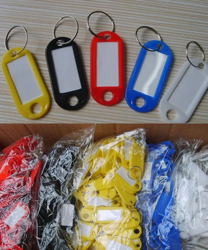 1Pcs Plastic Keychain Key Tags Id Label Name With Split Ring For Baggage Chains Rings | Дом и сад