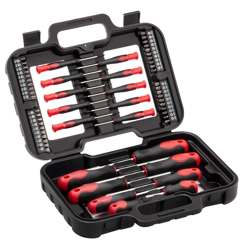 

58 шт Non-Slip Bi-Материал Магнитный CR-V с крестообразным шлицем и шлицевая отвертка набор прецизионные ящик для инструментов