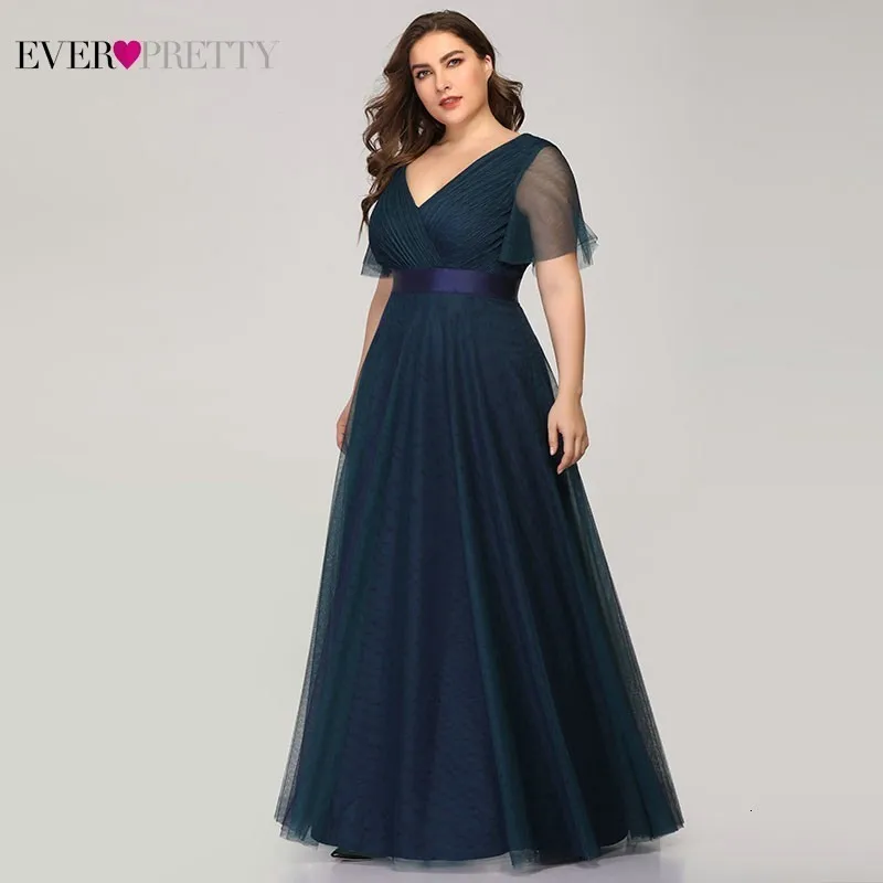 Вечерние платья размера плюс Ever Pretty EP07962 А-силуэт v-образный вырез короткий рукав женские длинные вечерние платья Abendkleider Vestido Comprido