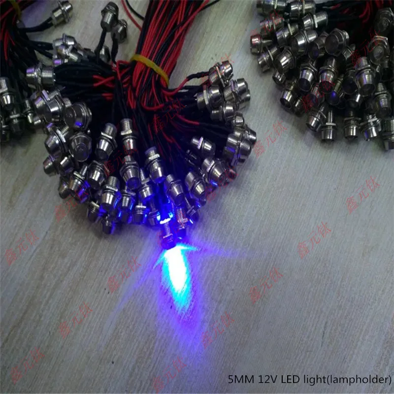 Lamp bead with lamp holder 5MM 12v highlight red yellow blue green white warm white orange pink purple ice blue bead 20pcs/lot
