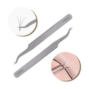 Klacuva Пинцет для наращивания ресниц, захват 3D веер, пинцет для ресниц для разделения ресниц, антистатические ресницы, изогнутые пинцеты TW03