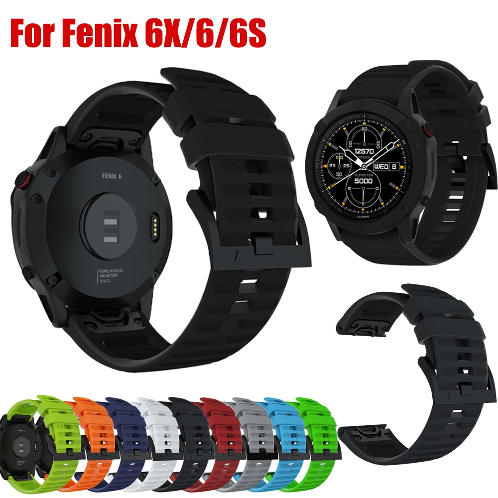 26 мм 22 мм 20 мм силиконовый Быстрый ремешок для часов Ремешок для Garmin Fenix 6x6 6s 5 5S Plus 3 3 часа Quickfit резиновый ремешок для наручных часов