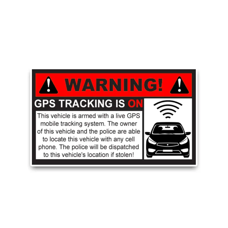 Aliauto Warning Car Sticker Red Attention GPS Tracking Is on Noticeable Sunscreen Reflective Anti-UV Decals PVC 12cm*7cm | Автомобили и
