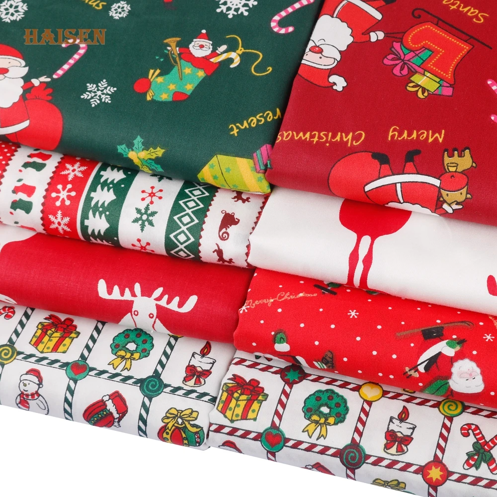 8 шт./лот Рождественская серия саржевая хлопчатобумажная ткань с принтом для