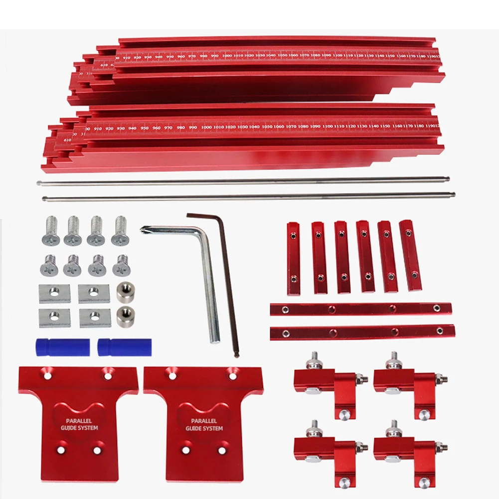 

Woodworking Universal Aluminum Alloy Parallel Guide Rail Set 1200mm T-Track Auxiliary Guide Set Limit Block Adjustable