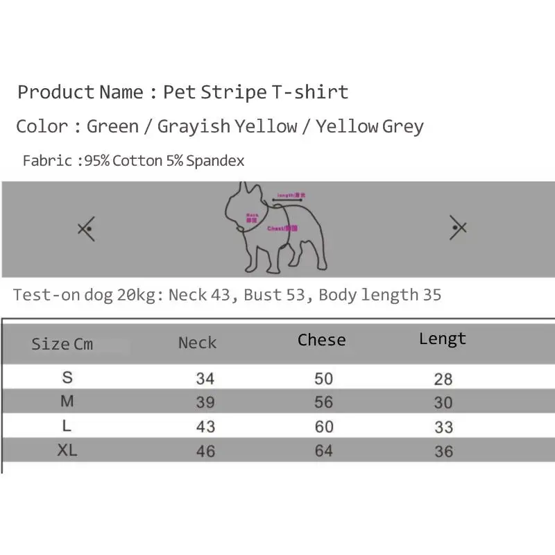 

Pop It Dog Spring And Autumn Winter Clothing French Bulldog Stripe T-Shirt Sweater Teddy Medium And Small Dog Fashion Clothes