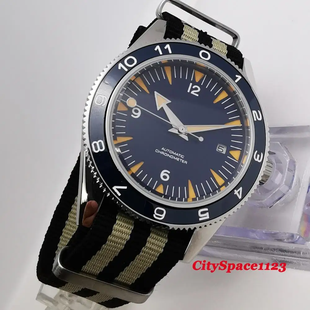 

41mm Corgeut Sapphire Glass Ceramic Sterile blue dial Automatic movement mens watch mechanical wristwatches