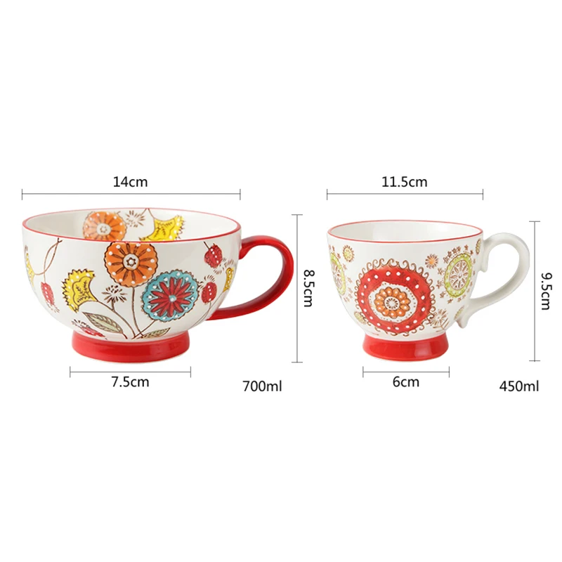 

Ceramic Coffee Cups Nordic Style Hand-Painted Breakfast Soup Water Milk Tea Juice Mugs Kitchen Supplies Creative Drinkware Gifts