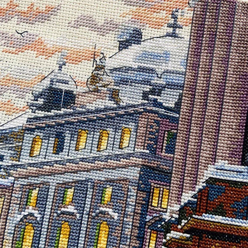 Набор для вышивки крестиком после дождя без принта с изображением улицы 11 14 карат