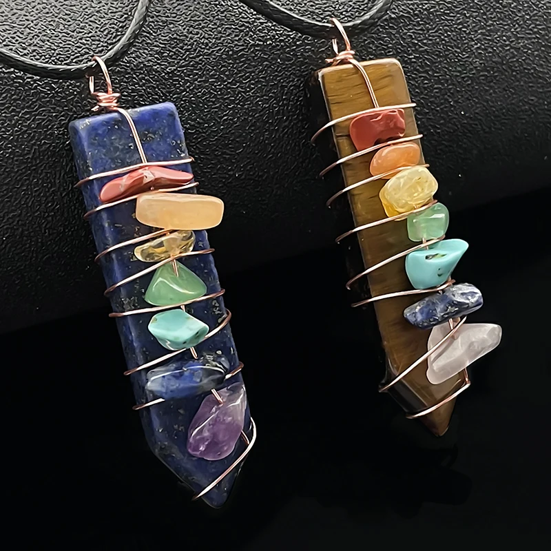 

Ожерелье женское из натурального камня, ювелирное изделие с подвеской в виде чакры, с кожаной цепочкой, подарок на Хэллоуин, 2021