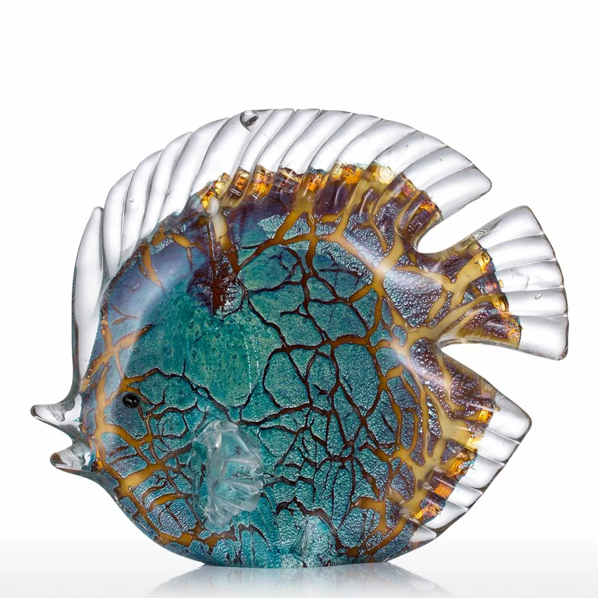 

Multicolor Spotted Tropical Fish Delicate Glass Sculpture Classy Home Decoration Exquisite Room Craft