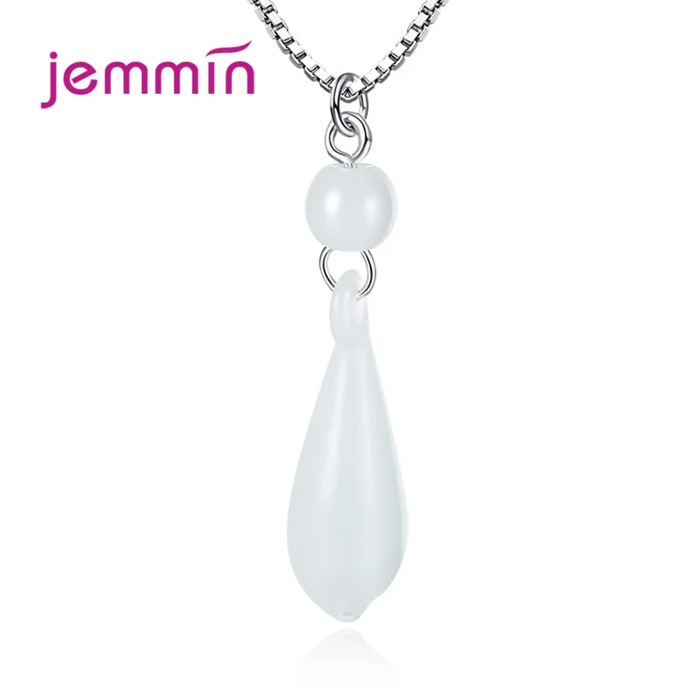 

High End Italian Craft Glass Pendant Necklaces 925 Sterling Silver Opal Crystal Magnolia Flower Charms Box Chain Women's Fashion