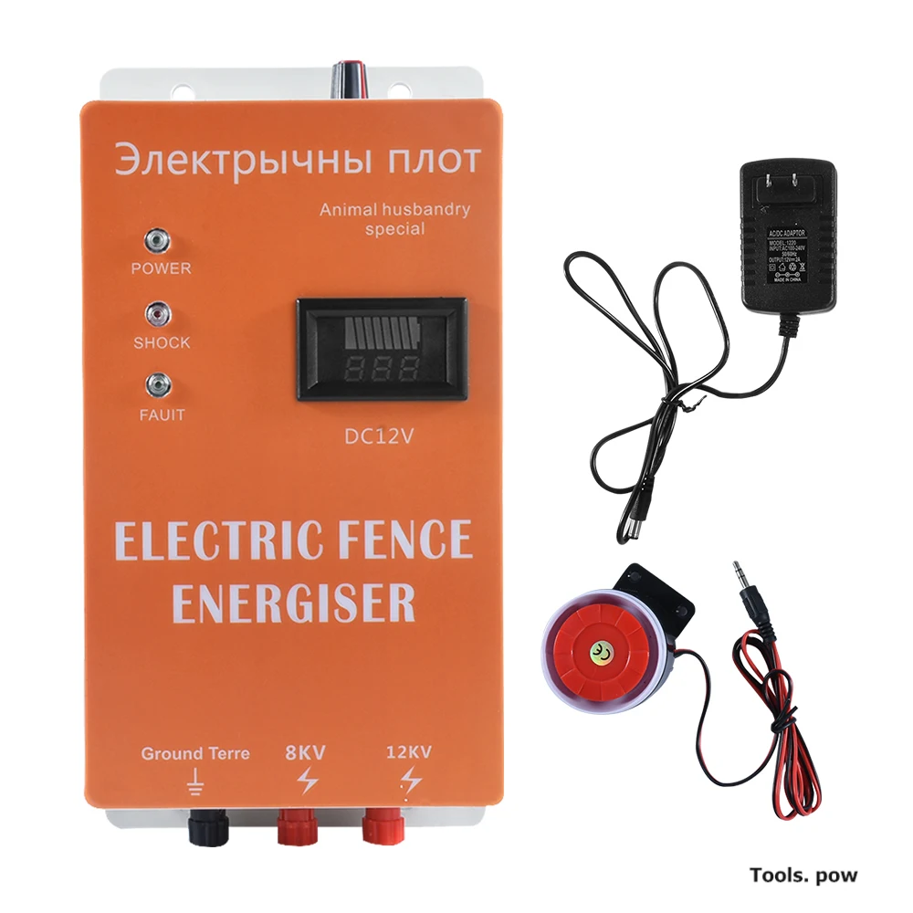 Electric Fence Livestock 5/10/20KM Electric Fence Charger High Voltage Pulse Controller Sheep Horse Poultry Fence Energizer Tool