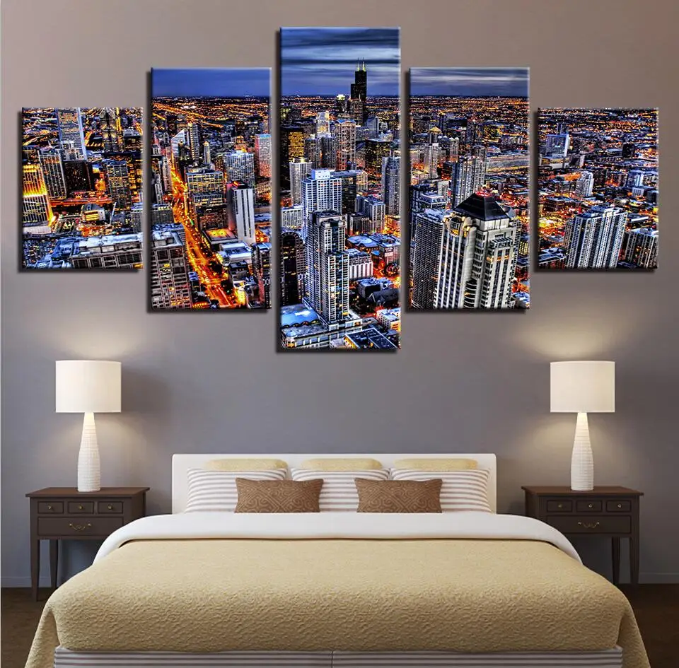 

Canvas Picture Poster Modular Quotes 5 Piece Tower Building Painting Natural Scenery Frame Print Art Decoration Living Room Wall