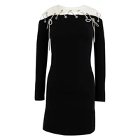 high quality new sweater dress 2021 autumn winter knitwear women sexy cross string hollow out sexy black white knitted dress