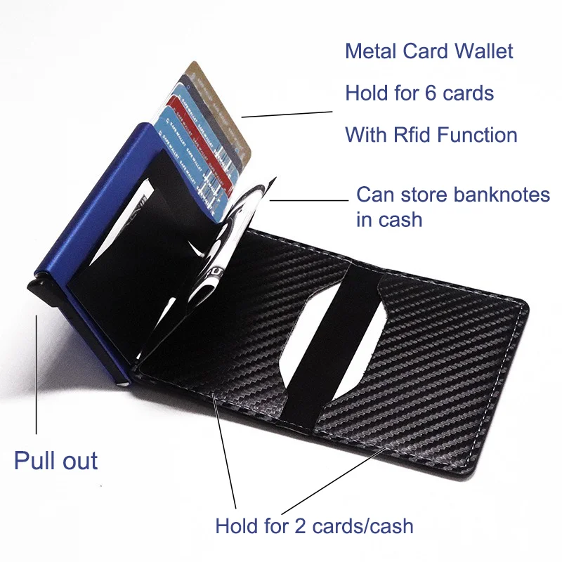 New Slim Mini Wallet Carbon Fiber Card Holder Wallets Men Brand Rfid Black Magic Trifold Leather Small Money Bag Male Purse | Багаж и