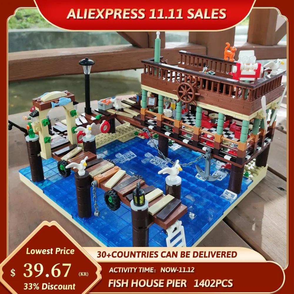

Ideas Creative expert Street View The Old Fish Store House Pier Captain Wharf Shipyard Moc Modular Bricks Model Building Block
