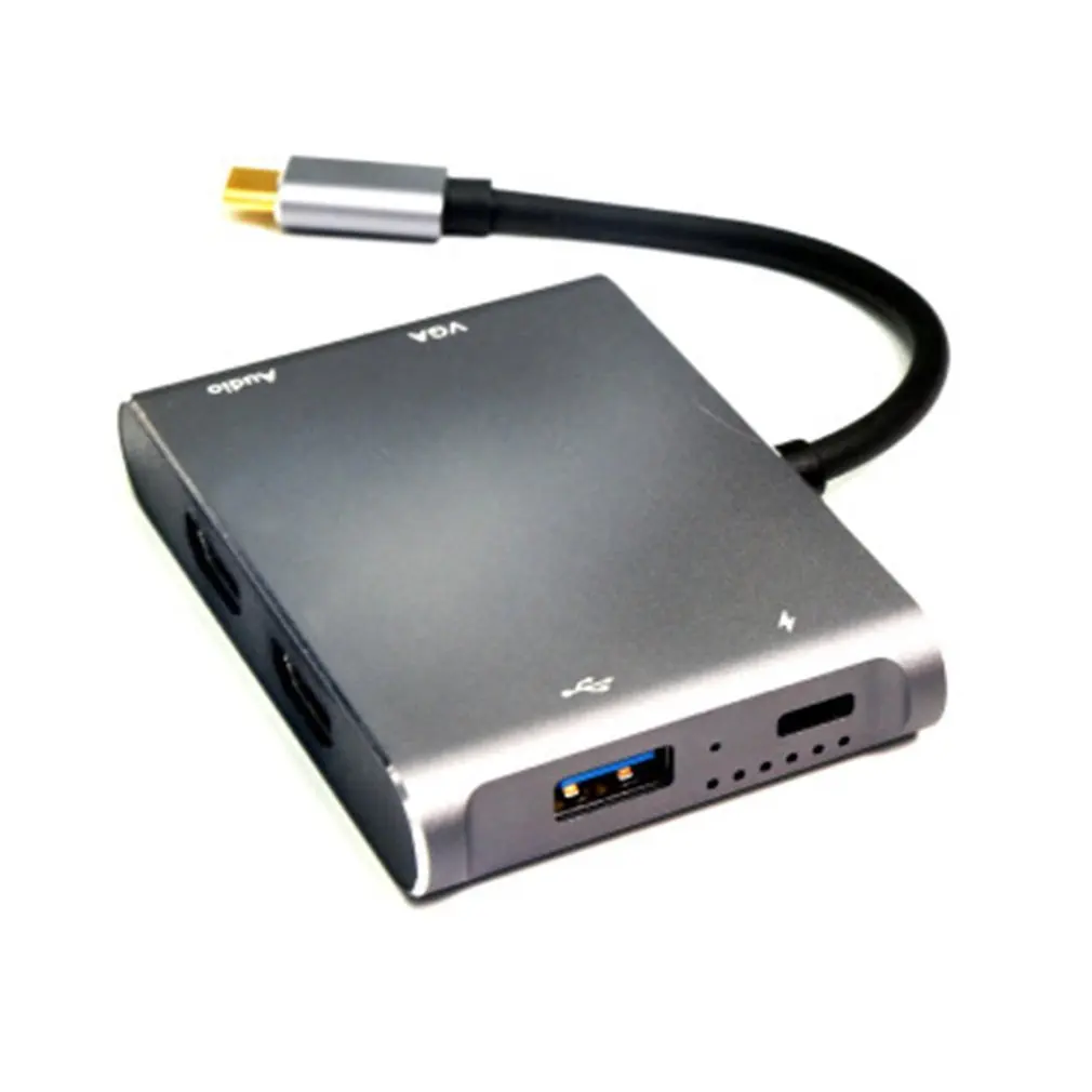 

Кабель-переходник с Type-c на HDMI, VGA, USB 2,0, док-станция 6-в-1, док-станция