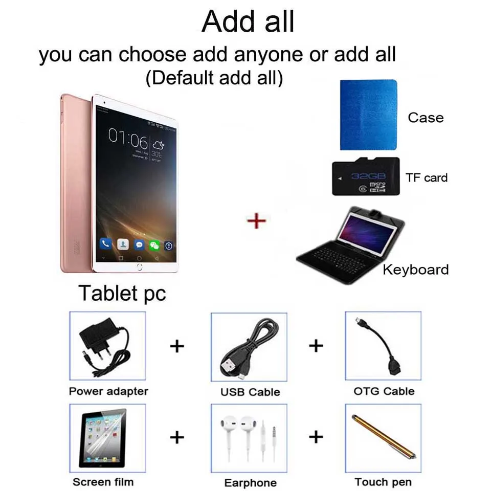add All Новое поступление, 4G планшетный ПК, 9,7 дюймов планшет, gps, 32 Гб ПЗУ, две sim-карты, телефонный звонок, планшет, Android, Детские планшеты, 10 дюймов - Комплект: add All