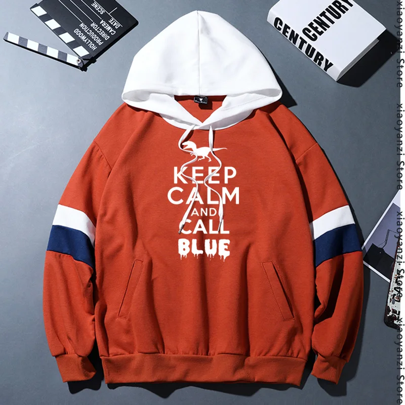 

Keep Calm And Call Blue Letter Dinosaur Printed Jurassic Park hoodies Men autumn spring sports pullovers Cotton sweatshirts T249