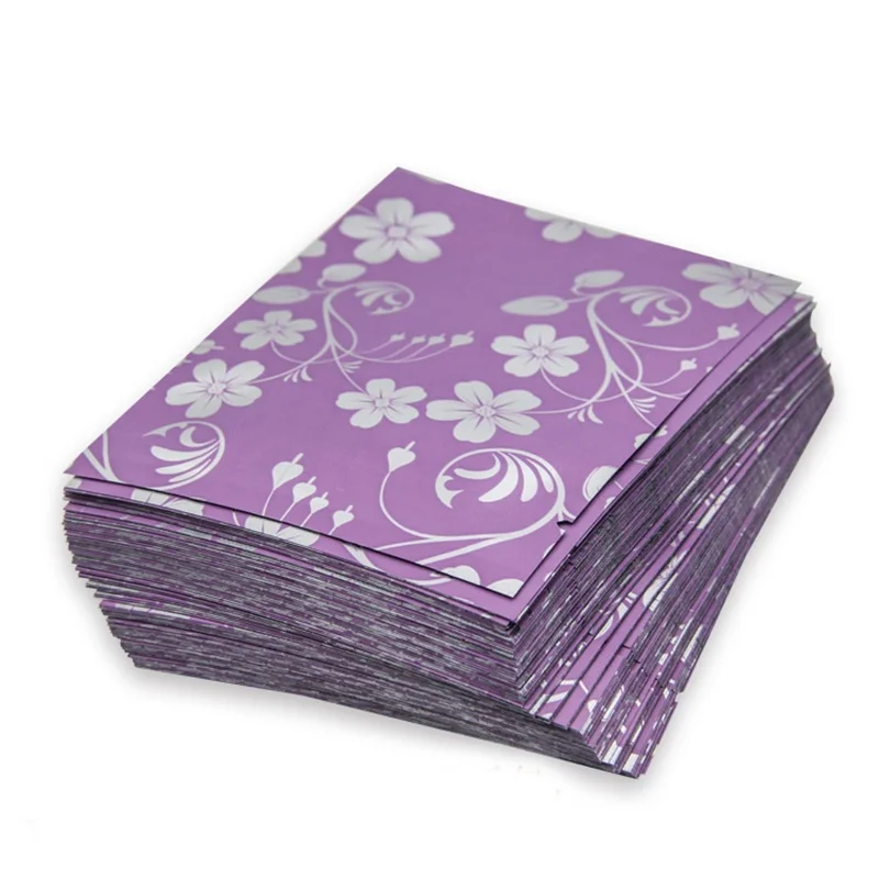

2000Pcs 4 Size Vacuum Heat Seal Food Snack Storage Pack Pouches Party Purple Flower Print Open Top Aluminum Foil Packaging Bags