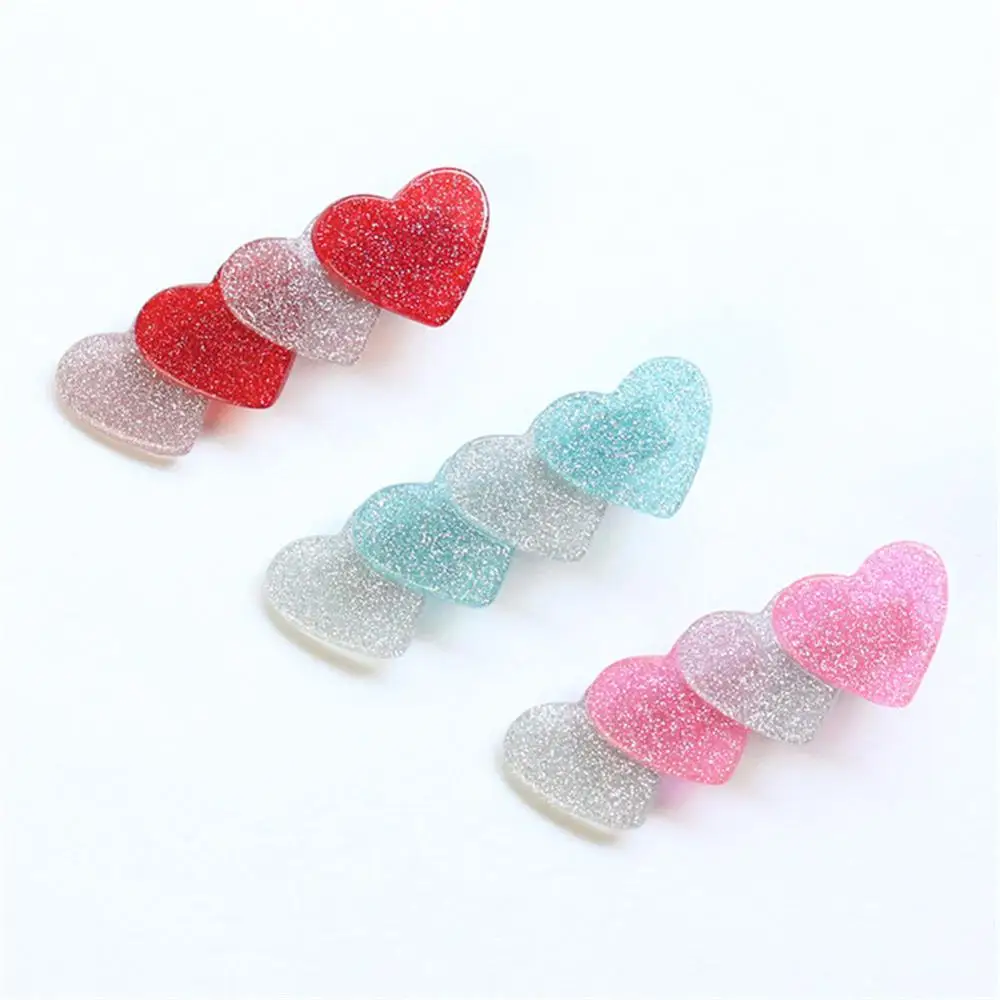 

Fashion Cute Sweet Heart hair clips Candy Color Shiny Love shape hairpin for women girls Duckbill Hairgrips wholesale