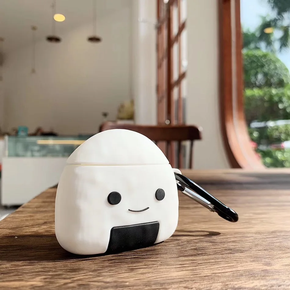 595B 3D чехол для наушников Airpods чехол силиконовый милый чехол с изображением животного для Airpods 2 Чехол японские суши куколные столовые принадлежности крышка с брелком - Цвет: 595B