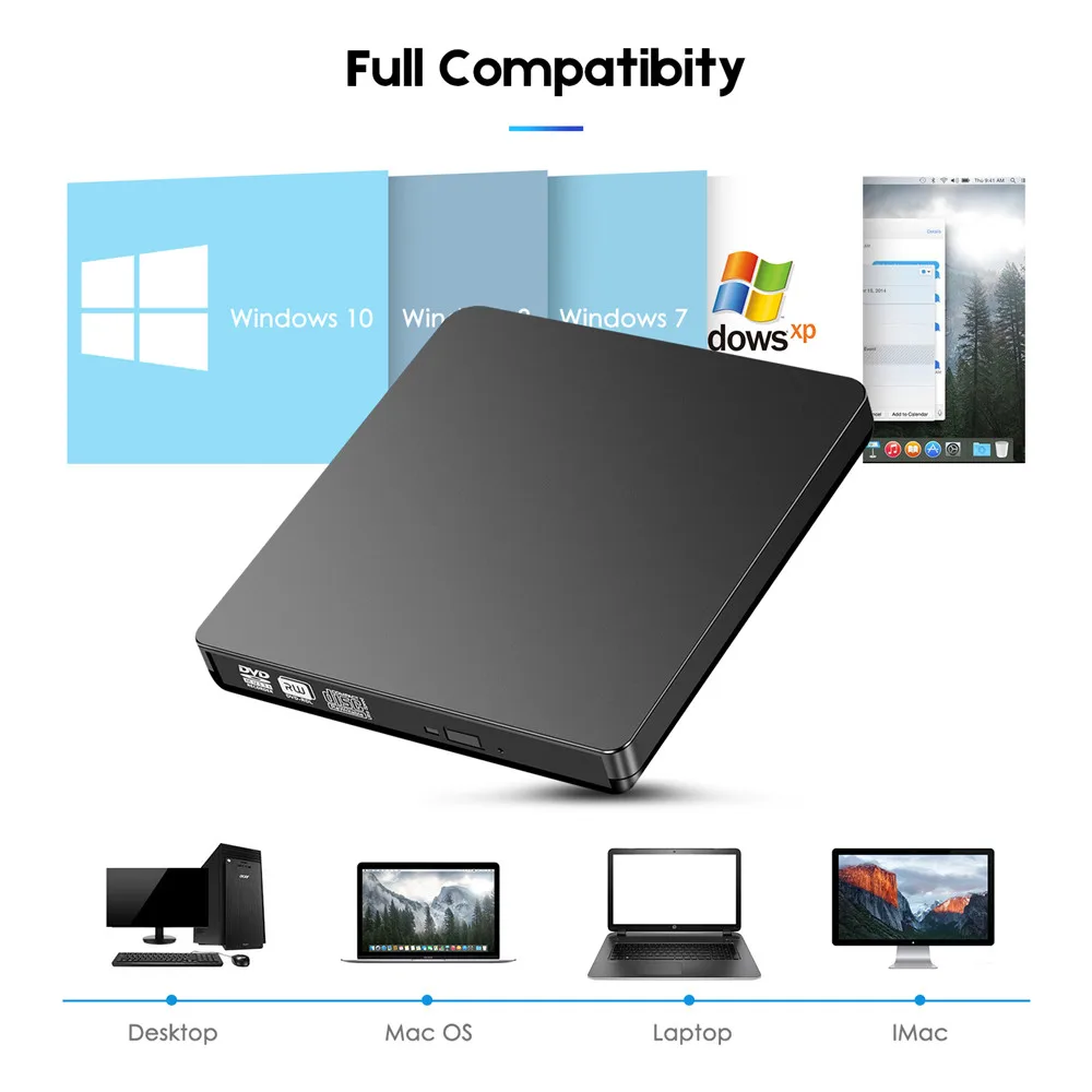 YiYaYo Тип C USB 3,0 DVD привод DVD RW горелка Писатель Rewriter CD rom ридер плеер Внешний привод для портативных ПК Windows Mac OS