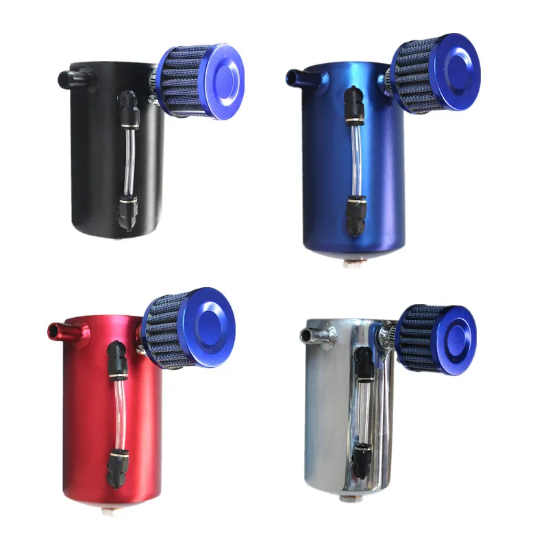 

SPSLD Car Styling Universal Oil Catch Tank with Air Filtration Reservoir Engine Fuel Seperator Can Aluminum 500ml 2*12MM