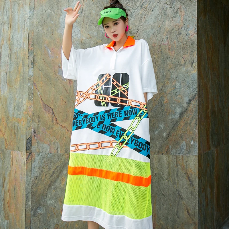 Женское платье тайское Брендовое длинное платье-поло с воротником свободная