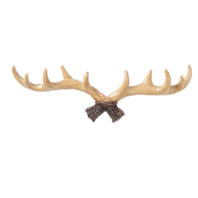 

Vintage Resin Antler Key Hook Holder Wall Mounted Lid Coat Hanger Shelf Home Decorative Stag Horn Wall Hook for Hanging