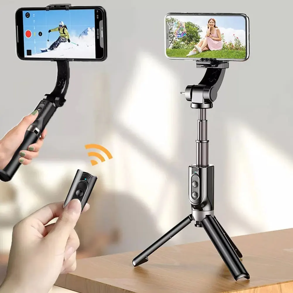 

Smartphone Gimbal Stabilizer Handheld Video Stabilizer Extendable Selfie Tripod Stick Telescopic With Remote Control Black