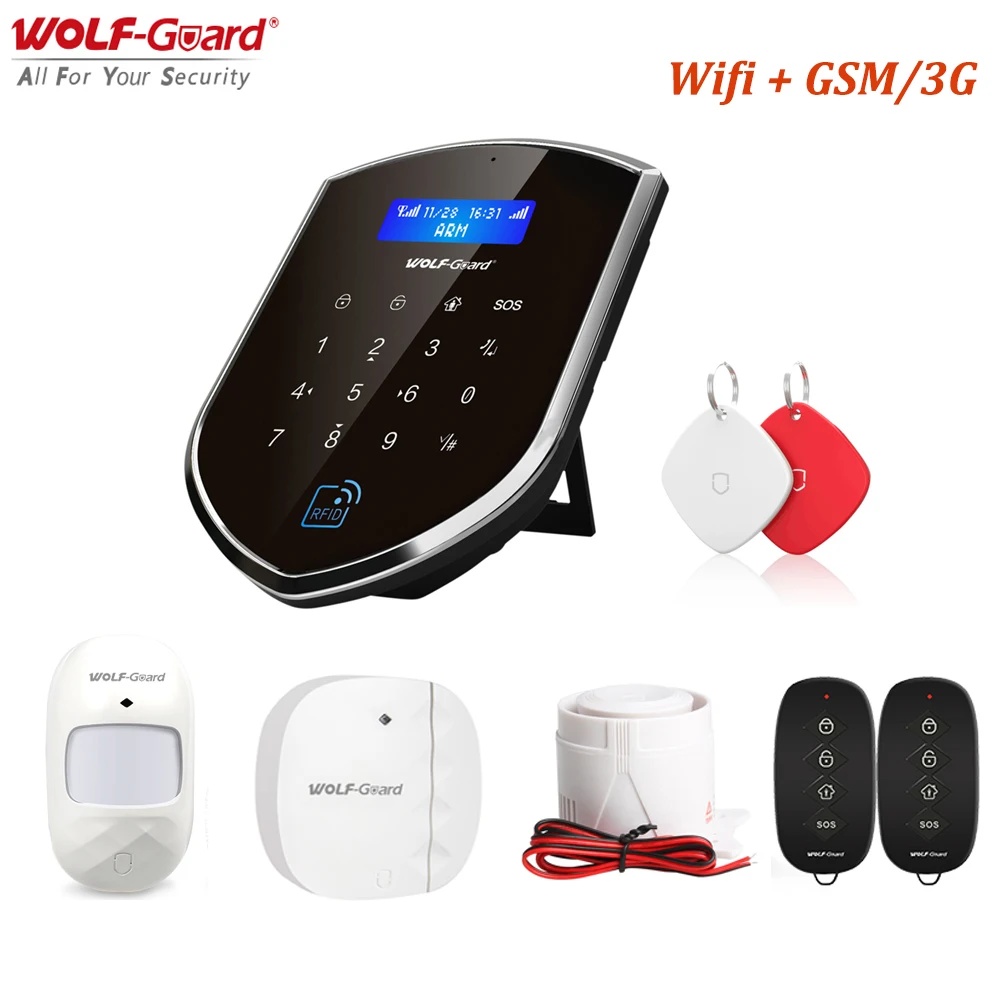 Беспроводная смарт система охранной сигнализации Wolf Guard 2 4 ГГц Wi Fi + GSM Комплект