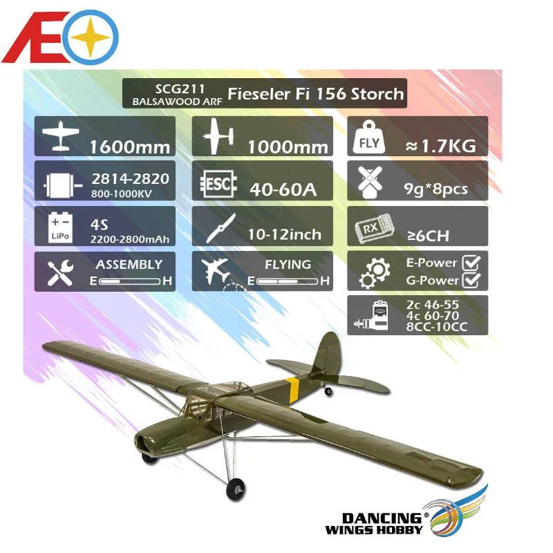 2020 Новый SCG21 Fieseler Storch Fi156 1600 мм (63 &quot) Balsa ARF PNP RC пленка для самолета|airplane model store|model