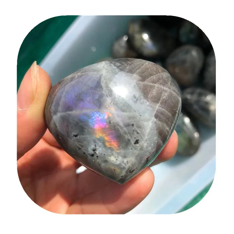 

Natural Polished Labradorite quartz Hand Carved Pretty Heart-Shaped Crystal heart Healing
